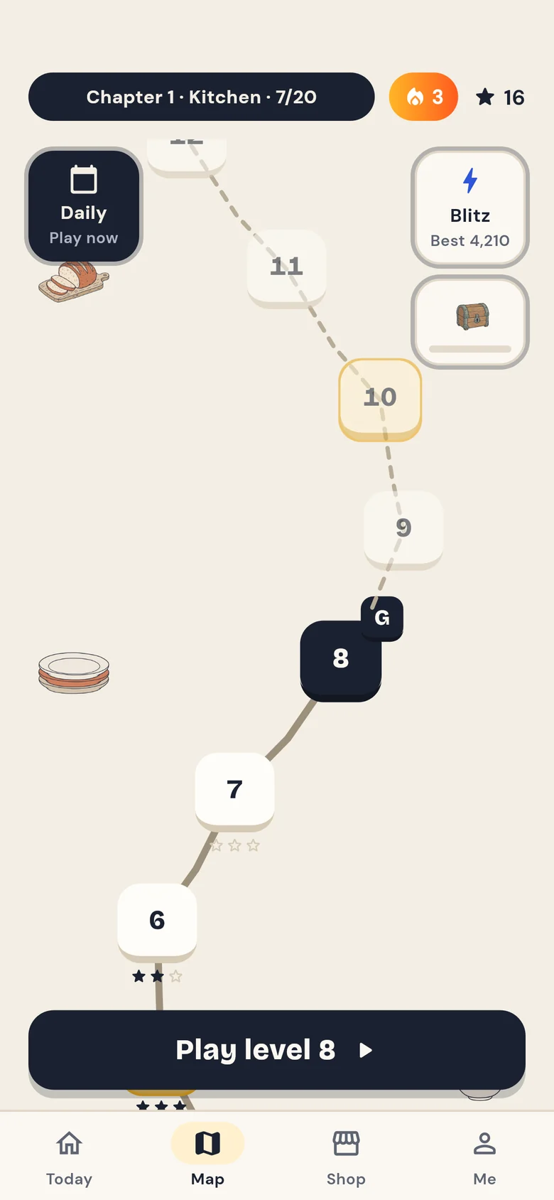 The Levels map for Chapter 1, Kitchen